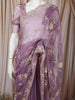 Vintage Mauve Purple Floral Vine Sequins and  Beads Embroidered Design Net Party Wear Saree with Designer Border