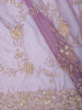 Vintage Mauve Purple Floral Vine Sequins and  Beads Embroidered Design Net Party Wear Saree with Designer Border