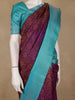 Violet Floral Checks Woven Pure Kanchipuram Silk Saree
