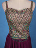 Violet Floral Embroidered Satin Skirt Top