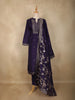 Violet Floral Embroidered Silk Straight Suit with Silver Butta Dupatta