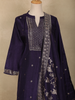 Violet Floral Embroidered Silk Straight Suit with Silver Butta Dupatta