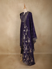 Violet Floral Embroidered Silk Straight Suit with Silver Butta Dupatta