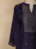 Violet Floral Embroidered Silk Straight Suit with Silver Butta Dupatta