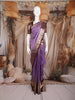 Violet Floral Woven Design Pure Kanchipuram Silk Saree with Contrast Border