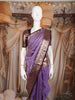 Violet Floral Woven Design Pure Kanchipuram Silk Saree with Contrast Border