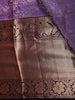 Violet Floral Woven Design Pure Kanchipuram Silk Saree with Contrast Border