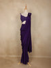 Violet Sequins Embellished Design Georgette Ready To Wear Saree with Designer Blouse