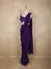 Violet Sequins Embellished Design Georgette Ready To Wear Saree with Designer Blouse