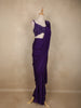 Violet Sequins Embellished Design Georgette Ready To Wear Saree with Designer Blouse