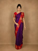 Violet Floral Butta Woven Pure Kanchipuram Silk Saree