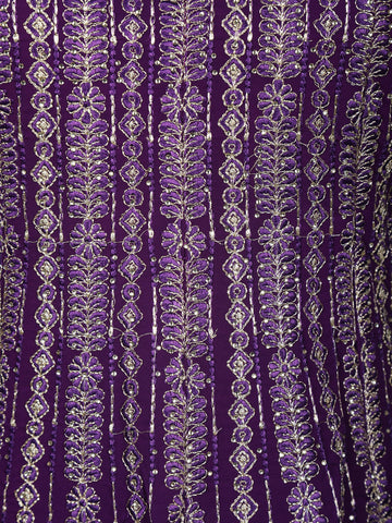 Violet Floral Embroidered Georgette Palazzo Suit - Diadem