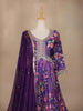 Violet Floral Printed Crepe Gown - Diadem