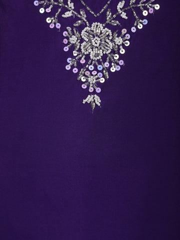 Violet Sequins Floral Printed Satin Salwar Suit - Diadem