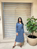 Navy Blue Polka Dot Printed Cotton Kurti Top