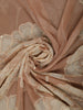 Warm Beige Floral Thread and Sequins Embroidered Design Chiffon Party Wear Saree with Lace Border