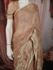 Warm Beige Floral Thread and Sequins Embroidered Design Chiffon Party Wear Saree with Lace Border