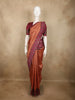 Warm Burnt Copper Orange Floral Printed Design Semi Tussar Saree with Contrast Border