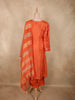 Warm Burnt Coral Orange Floral Zari Embroidered Design Crepe Silk Salwar Suit with Dupatta
