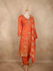 Warm Burnt Coral Orange Floral Zari Embroidered Design Crepe Silk Salwar Suit with Dupatta