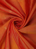 Warm Burnt Orange Floral Butta Woven Design Pure Kanchipuram Silk Saree with Contrast Peacock Zari Border
