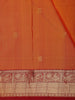 Warm Burnt Orange Floral Butta Woven Design Pure Kanchipuram Silk Saree with Contrast Peacock Zari Border