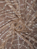 Warm Champagne Beige Heavy Sequins Embroidered Design Net Party Wear Saree with Designer Border