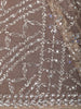 Warm Champagne Beige Heavy Sequins Embroidered Design Net Party Wear Saree with Designer Border