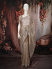 Warm Champagne Beige Heavy Sequins Embroidered Design Net Party Wear Saree with Designer Border