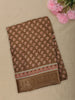 Warm Cocoa Brown Floral Butta Printed Design Mixed Cotton Saree