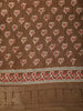 Warm Cocoa Brown Floral Butta Printed Design Mixed Cotton Saree