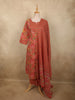 Warm Coral Orange Floral Printed Design Cotton Salwar Suit with Dupatta