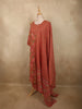 Warm Coral Orange Floral Printed Design Cotton Salwar Suit with Dupatta