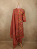 Warm Coral Orange Floral Printed Design Cotton Salwar Suit with Dupatta