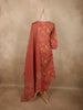 Warm Coral Red Floral Printed Design Cotton Salwar Suit with Dupatta