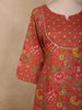 Warm Coral Red Floral Printed Design Cotton Salwar Suit with Dupatta