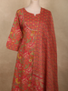 Warm Coral Red Floral Printed Design Cotton Salwar Suit with Dupatta