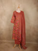 Warm Coral Red Floral Printed Design Cotton Salwar Suit with Dupatta