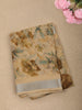 Warm Honey Mustard Yellow Floral Printed Design Linen Cotton Casual Wear Saree