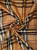 Warm Mustard Beige Checked Woven Design Pure Kanchipuram Silk Saree with Contrast Border
