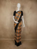 Warm Mustard Beige Checked Woven Design Pure Kanchipuram Silk Saree with Contrast Border