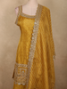 Warm Mustard Gold Butta Zari Woven Design Banarasi Silk Palazzo Suit with Dupatta