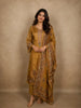 Warm Mustard Gold Floral Printed Designed Crepe Salwar Suit with Dupatta