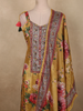 Warm Mustard Gold Floral Printed Design Crepe Palazzo Suit with Dupatta