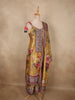 Warm Mustard Gold Floral Printed Design Crepe Palazzo Suit with Dupatta