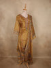 Warm Mustard Gold Floral Printed Designed Crepe Salwar Suit with Dupatta