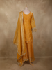 Warm Mustard Gold Floral Stone Embellished Design Organza Palazzo Suit with Dupatta