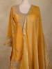 Warm Mustard Gold Floral Stone Embellished Design Organza Palazzo Suit with Dupatta