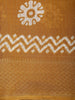 Warm Mustard Ochre Yellow Circular Floral Motif Printed Design Mixed Cotton Saree with Zari Border