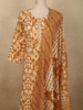 Warm Mustard Yellow Abstract Printed Design Cotton Straight Cut Salwar Suit with Dupatta